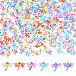 (52) Непрозрачная лаванда 180 шт 6 цвета прозрачные кабошоны из смолы, стрекоза, с блеском, разноцветные, 10x12x2 мм, 30 шт / цвет