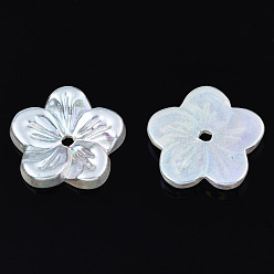 Ivoire Perles d'imitation en plastique abs galvanisées, fleur, blanc crème, 15.5x16x2.5mm, Trou: 1.6mm