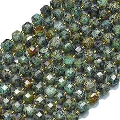 Африканский Бирюза(яшма) Бусы натуральная африканская бирюза (яшма), с бисером, граненый стол, вырезанный куб, 8~9.3x8~9.3x8~9.3 мм, отверстие : 0.6 мм, около 38 шт / нитка, 15.35'' (39 см)