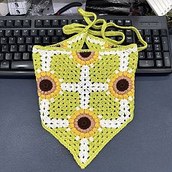 Цветок Бандана крючком, платок треугольный платок для волос, вязаный платок текстурная повязка обернутая повязка на голову, цветок, 250x500 мм