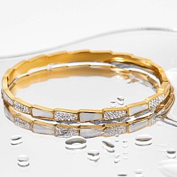 Triangle 201 Stainless Steel Hinged Bangles for Women, with Cubic Zirconia Golden, Triangle, Inner Diameter: 2-3/8 inch(6cm)