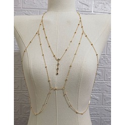 Золотой Сплав кристалл горный хрусталь нагрудные цепи, цепи для бикини на теле, золотые, 650 мм