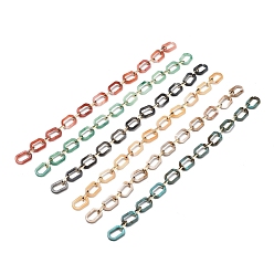 (52) Непрозрачная лаванда Цепочки из акрила ручной работы, с алюминиевыми кабельными звеньями, для изготовления ювелирных изделий, золотой свет, разноцветные, ссылка: 22.5x15x3мм и 15x8x2мм, 39.37 дюйм (1 м) / прядь
