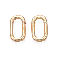 Настоящее золото 18K Латунные пружинные кольца, без кадмия, без никеля и без свинца, овальные, реальный 18 k позолоченный, 18x10x2.5 мм