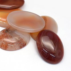 Темный Лосось Овальные окрашенные природные полосатые агатовые / полосатые агатовые кабошоны, темный лосось, 40x30x6~8 мм