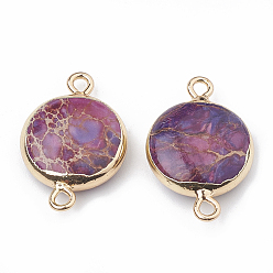 Сине-фиолетовый Гальванический натуральный регалит / императорская яшма / яшма из морских отложений, со сплавочной фурнитурой, плоско-круглые, синий фиолетовый, 21~25x13~15x4~5 мм, отверстие : 2 мм