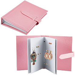 Pink Портативная книга для демонстрации сережек из искусственной кожи, альбом-органайзер для украшений с подвесками-гвоздиками, прямоугольные, розовые, 18.6x13.7x4.1 см