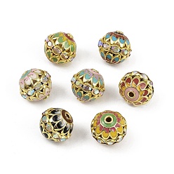 (52) Непрозрачная лаванда Латунь эмаль бисера, со стразами, долговечный, круглые, стойки покрытие, разноцветные, 15 мм, отверстие : 2 мм
