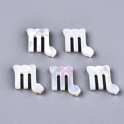 Scorpio Natural White Shell Beads, Mother of Pearl Shell Beads, Top Drilled Beads, Constellation/Zodiac Sign, Scorpio, 11x10x2.5mm, Hole: 0.8mm