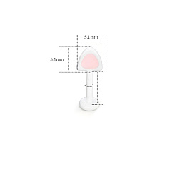 Другой Цвет 316l женские серьги-хрящи в форме кошачьих ушей из хирургической нержавеющей стали с розовой эмалью, белые, плоский зад, Длина стержня: 6мм, штифты : 1.2 мм