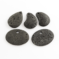 Lava Rock Natural Lava Rock Pendants, Dyed, 50~63x42~70x8~12mm, Hole: 3.5~8mm