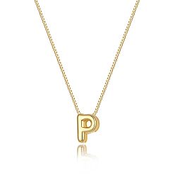 Letter P Латунные ожерелья с цепочкой-подвеской в форме коробки для женщин, золотые, Письмо P, 16.54 дюйм (42 см)