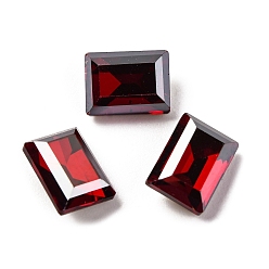 Сиамский Стеклянные стразы кабошоны, задние и задние, граненые, прямоугольные, Сиам, 8x6x4 мм