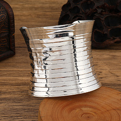 Античное Серебро Браслеты-манжеты из сплава для женщин, полоса, античное серебро, внутренний диаметр: 2-3/8 дюйм (6 см)