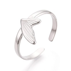 Нержавеющая Сталь Цвет Регулируемые 304 открытые манжеты из нержавеющей стали для женщин, рыбий хвост, цвет нержавеющей стали, 11.5 мм, размер США 8 1/2 (18.5 мм)