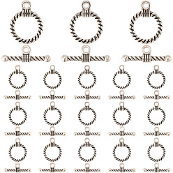 Античное Серебро 120 наборы застежек-тоглов из сплава в тибетском стиле, без свинца и без кадмия, кольцо, старинное серебро и античный золотой, Кольцо: 19x14x3 mm, отверстие : 2 мм, бар: 20x8x3 mm, отверстие : 2 мм