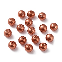 FireBrick Imitation Pearl Acrylic Beads, Dyed, Round, FireBrick, 10x9.5mm, Hole: 2.5mm, about 1070pcs/pound