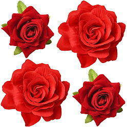 (123L) Белый крем непрозрачный блеск Заколки для волос из ткани и железа для волос из кожи аллигатора, с брошами из розовой ткани, огнеупорный кирпич, 67x65x41 мм