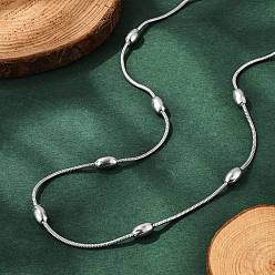 Нержавеющая Сталь Цвет Не тускнеет 304 ожерелья из нержавеющей стали в виде змеиной цепи, с карабин-лобстерами , овальные, цвет нержавеющей стали, 16.7 дюйм (42.5 см), 1.2 мм