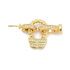 Настоящее золото 18K Латунное микропейв, прозрачный кубический цирконий, складные застежки, без кадмия, без никеля и без свинца, овальные, реальный 18 k позолоченный, 26.5 мм