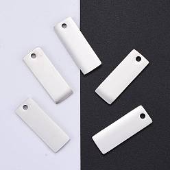 Stainless Steel Color Tarnish Resistant 304 Stainless Steel Pendants, Manual Polishing, Blank Stamping Tags, Rectangle, Stainless Steel Color, 25x9x1.8mm, Hole: 1.4mm