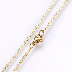 Golden 304 Stainless Steel Mariner Link Chain Necklaces, with Lobster Claw Clasps, Golden, 19.69 inch(50cm), 1.8x0.4mm, link: 5x1.8x0.4