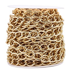 Золотой Алюминий обуздать цепи, несварные, с катушкой, золотые, 15x10x2 мм, около 32.81 футов (10 м) / рулон