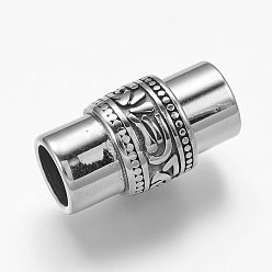 Antik Silber Farbe 304 Edelstahl-Magnet Schließen, Kolumne, Antik Silber Farbe, 25x14 mm, Bohrung: 8.5 mm
