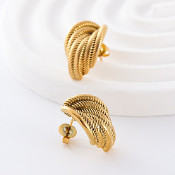 Золотой 3 пары серег-гвоздиков из нержавеющей стали с текстурой, золотые, 0.86 дюйм (22 мм)