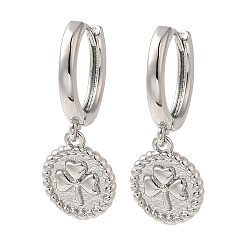 Платина Латунные серьги обруча, без кадмия и без свинца, долговечный, плоско-круглые, платина, 24x10 мм