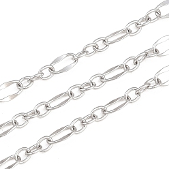 Нержавеющая Сталь Цвет 304 цепи овальные из нержавеющей стали, пайки, с катушкой, цвет нержавеющей стали, 3.5~6x2.5~3.5x0.5 мм