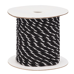 Black 3-Ply Nylon Thread, Twisted Rope, for DIY Cord Jewelry Findings, Black, 5.5mm, 25yard/wall