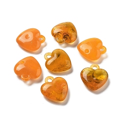 Dark Orange Opaque Acrylic Beads, Two Tone, Heart, Dark Orange, 18x16.5x8mm, Hole: 2mm