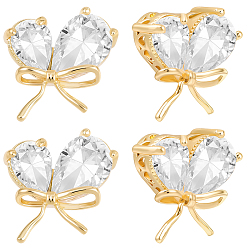 Настоящее золото 18K 10 шт. латунных подвесок с микропаве из прозрачных кубических цирконий в форме капли, бабочки прелести, реальный 18 k позолоченный, 11x16x5 мм, отверстие : 1.8 мм