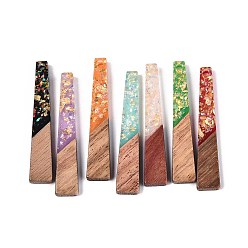 (52) Непрозрачная лаванда Подвески из непрозрачной смолы и орехового дерева, трапециевидные подвески, с блестящей пудрой и золотой фольгой, разноцветные, 44.5x8x3~3.5 мм, отверстие : 2 мм