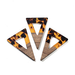 Темно-Оранжевый Ореховое дерево с подвеской из смолы, треугольные, темно-оранжевый, 45x30x3.5 мм, отверстие : 2 мм