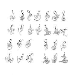 Нержавеющая Сталь Цвет 26 шт. 304 подвески из нержавеющей стали с буквами a~z, с целью перехода в кольце, цвет нержавеющей стали, 10.5~12.5x6.5~12.5x1.5 мм, отверстие : 4.5 мм
