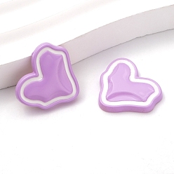 Orchid Spray Painted Acrylic Cabochons, Heart, Orchid, 20x22mm