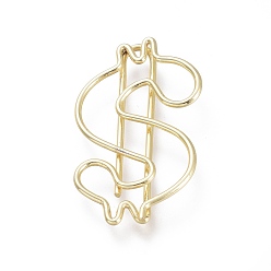 Light Gold Dollar Sign Shape Iron Paperclips, Cute Paper Clips, Funny Bookmark Marking Clips, Light Gold, 29.5x18x2.5mm