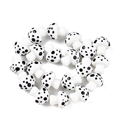 Белый Бусы лэмпворк ручной работы, гриб, белые, 22~23x19.5~20.5x19.5 мм, отверстие : 0.6~1 мм, около 20 шт / нитка, 17.32'' (44 см)