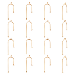 Настоящее золото 14K Латунные люстры ссылки компонент, арка, реальный 14 k позолоченный, 38x12.5x1.5 мм, отверстие : 1.5 мм, 16 шт / коробка