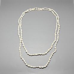 Cornsilk Sea Shell Beaded Multi-strand Necklaces, Double Layer Necklaces, Cornsilk, 58.26 inch