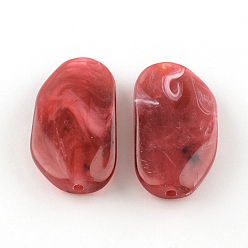 (123L) Белый крем непрозрачный блеск Акриловые бусины, imitatin нефрита стиль, огнеупорный кирпич, 45x24x9 мм, Отверстие : 2.5 мм , около 65 шт / 500 г