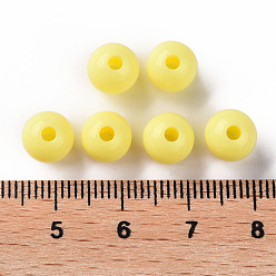 Yellow Opaque Acrylic Beads, Round, Yellow, 8x7mm, Hole: 2mm, about 1745pcs/500g