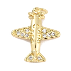 Настоящее золото 18K Стойки обшивки латунные подвески, с кубического циркония, самолет прелести, долговечный, без свинца и без кадмия, с целью перехода в кольце, реальный 18 k позолоченный, 21x18x5.5 мм, отверстие : 3 мм