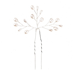 Платина Пластиковые жемчужные заколки для волос, аксессуары для волос для женщин, платина, 110x70 мм