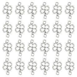 Antique Silver 30Pcs Tibetan Style Alloy Shamrock Connector Charms, Saint Patrick's Day Clover Outline Links, Lead Free & Cadmium Free, Antique Silver, 12x20x1.5mm, Hole: 2.5mm