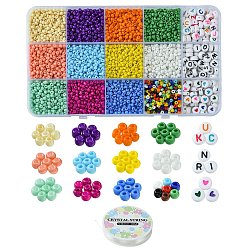 (52) Непрозрачная лаванда Набор для изготовления браслетов своими руками, включая стеклянные семена и акриловые бусины с буквами, эластичная нить, разноцветные