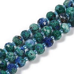 Светлый Морско-зеленый Нити бусин из натуральной кунжутной яшмы, граненые, рондель, с бисером, светло-зеленый, 7.5~8x6.5 мм, отверстие : 1.4 мм, около 45~46 шт / нитка, 15.75'' (40 см)