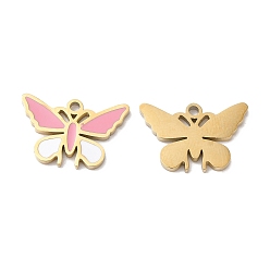 Фламинго Ионное покрытие (ip) 316l подвески из хирургической нержавеющей стали, без никеля , с эмалью, очарование бабочки, фламинго, 10x15.4x1.4 мм, отверстие : 1.2 мм